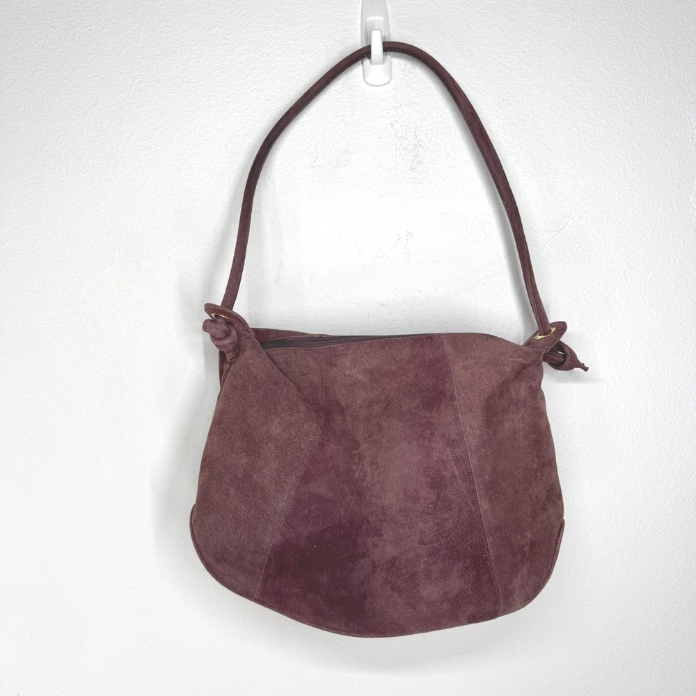 Vintage Suede Hobo Shoulder Bag Purse 90s Knotted Slouchy Purple Boho Indie
